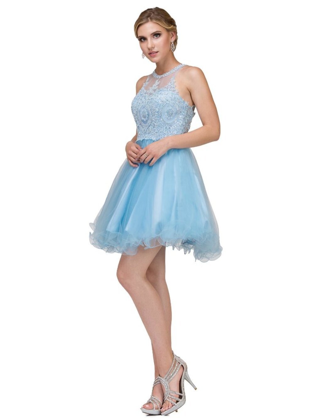 NEW SKY-BLUE Evening Gown Floor Length Formal Elegant Stunning 2156